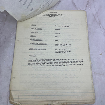 c1936 Historic American Building Society Information on Maryland Bridges TA9