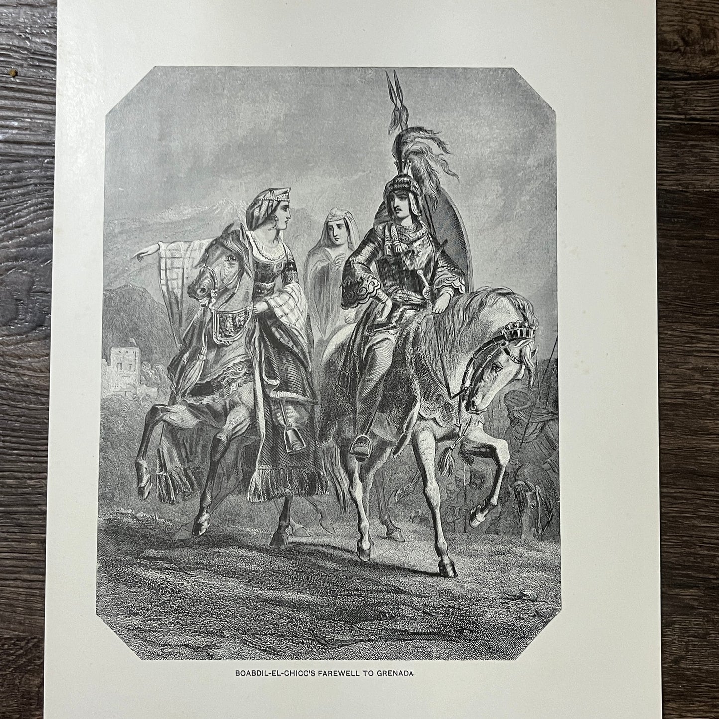 Boabdil-El-Chico's Farewell to Grenada  Antique Engraving 9x12 V10