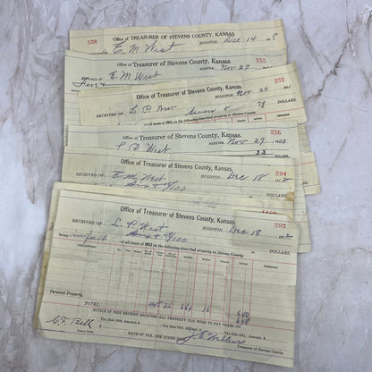 c1910 Kansas Stevens County Tax Collection Receipts Lot Houghton TG9-E2-3