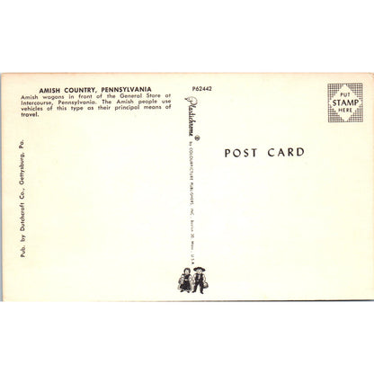 Amish Wagon at Intercourse General Store Pennsylvania Dutch Country Postcard PD7