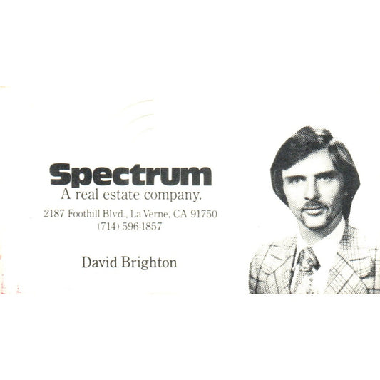 Spectrum Real Estate Co David Brighton La Verne CA Vintage Business Card SD4-B5