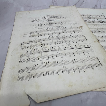 c1860 Aria Alla Scozzese Con Variazione T. Valentine Sheet Music V16