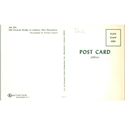 Old Covered Bridge at Jackson New Hampshire Covered Bridge Postcard PC3