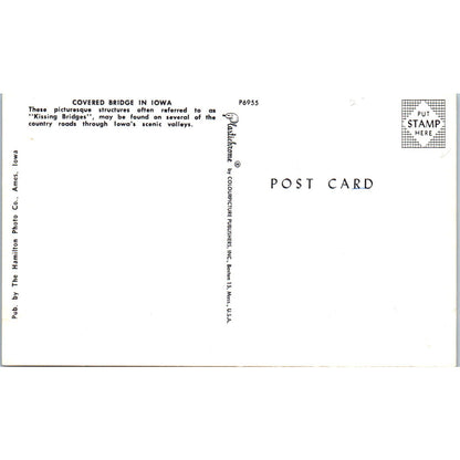 Iowa Valley Kissing Bridge Covered Bridge Postcard PC7