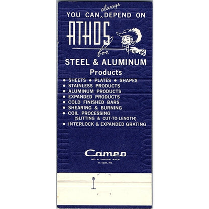 Athos Steel & Aluminum Inc Philadelphia Vintage Matchbook TB6-MB2-8