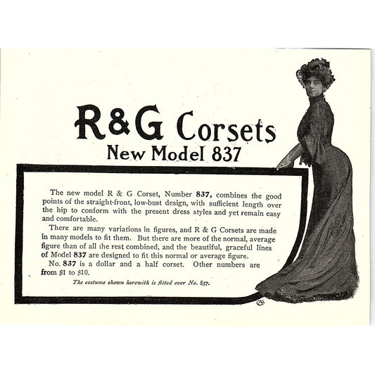 R&G Corsets New Model 837 Lingerie 1903 Ad AG3-H1