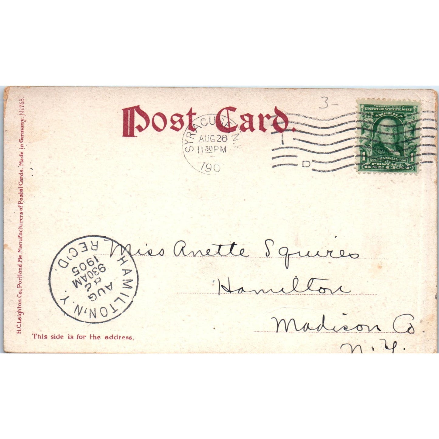 1905 Syracuse NY Forman Park View Antique Postcard PC7