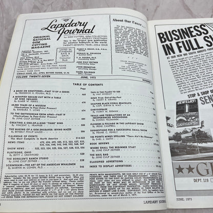 Gems, Minerals, Fossils Los Angeles County Museum Lapidary Journal Jun 1973 M25