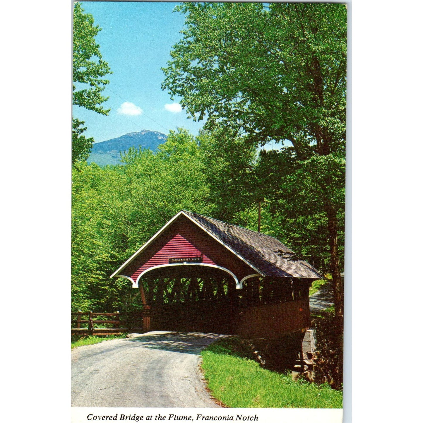 Flume Bridge Mt. Liberty Franconia Notch NH Covered Bridge Postcard PC3