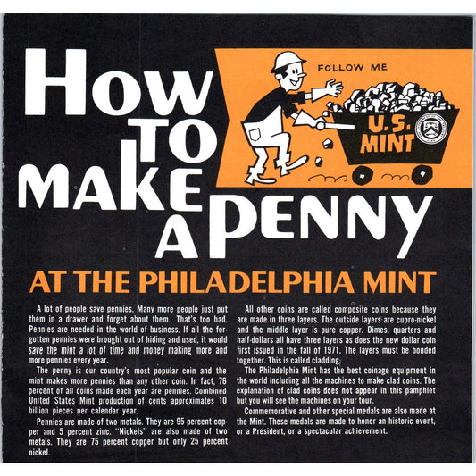 1970's How To Make A Penny At The Philadelphia Mint Brochure TF4-BD