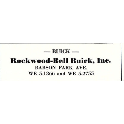 Rockwood-Bell Buick Inc Babson Park Ave Boston 1950 Ad AF6-M5