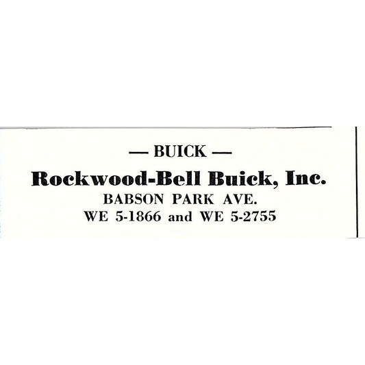 Rockwood-Bell Buick Inc Babson Park Ave Boston 1950 Ad AF6-M5