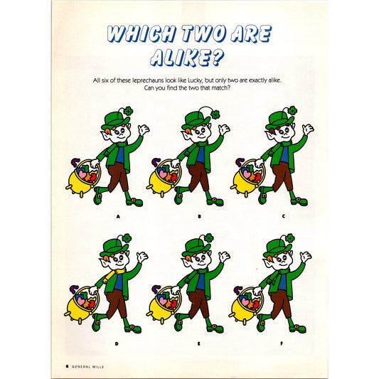 Lucky Charms Cereal Lucky Leprechaun Puzzle General Mills 1989 Ad B23
