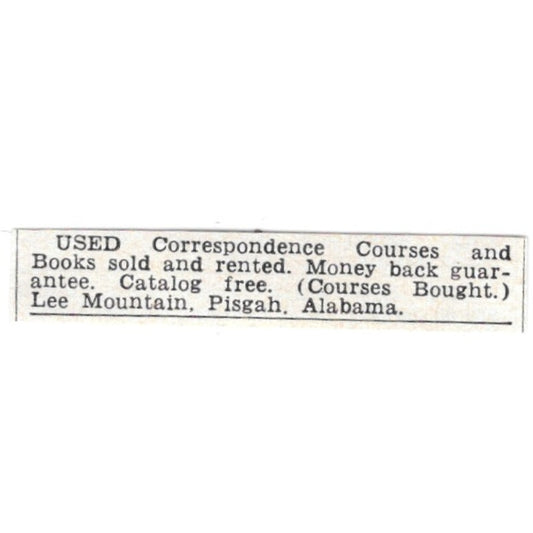 Used Correspondence Courses - Lee Mountain, Pisgah AR 1955 Ad AG1-S9