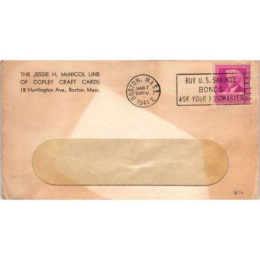 1941 Jessie McNicol Line of Copley Craft Cards Postal Cover Envelope TG7-PC3