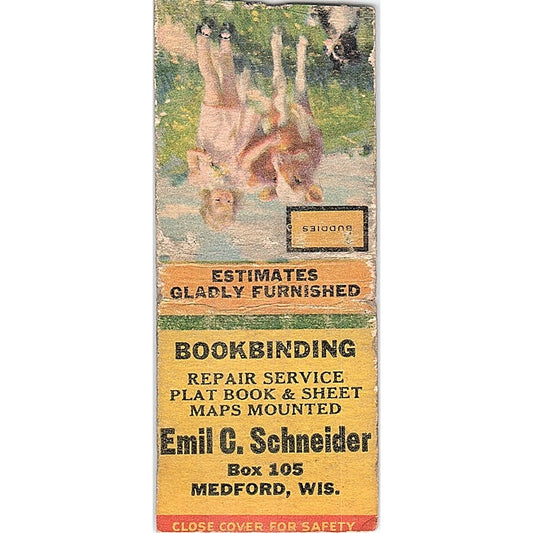 Emil C. Schneider Bookbinding Medford WI Vintage Matchbook Cover SF3-Y1