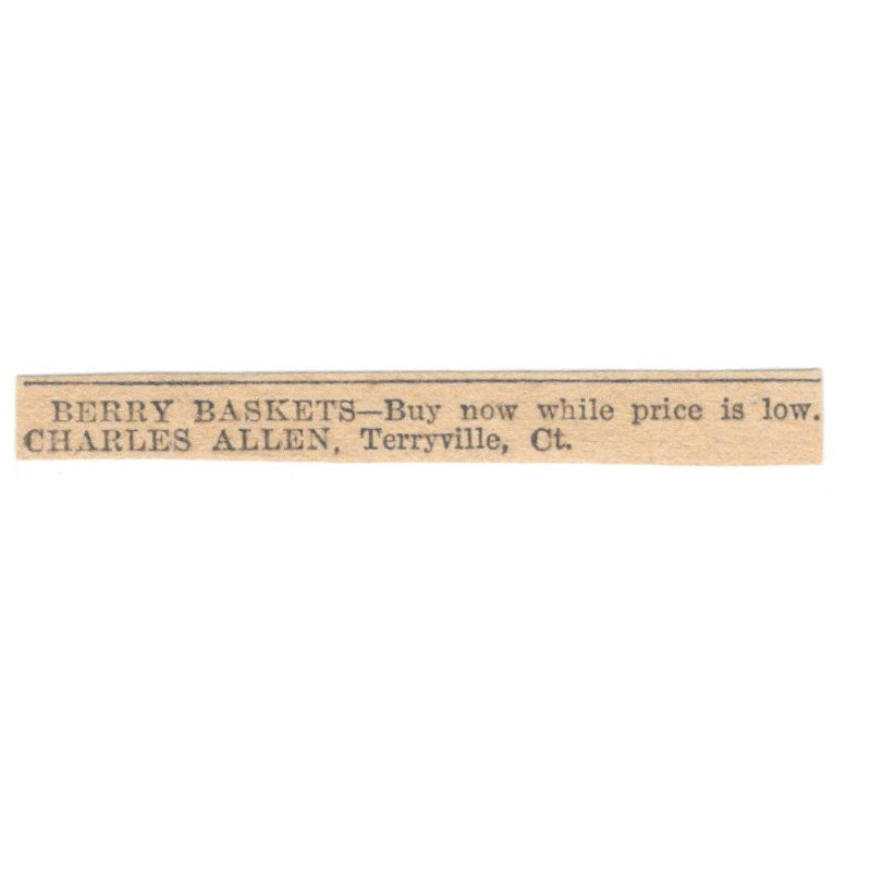 Berry Baskets Charles Allen Terryville CT 1905 Magazine Ad AF1-NES4