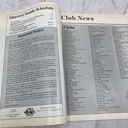 1982 - Discover Treasure Hunting Magazine - White's Electronics Inc M11