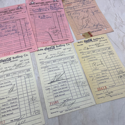 1950s Coca Cola Coke Receipt Lot of 8 Butte Bottler's Supply Co Montana AE8-1