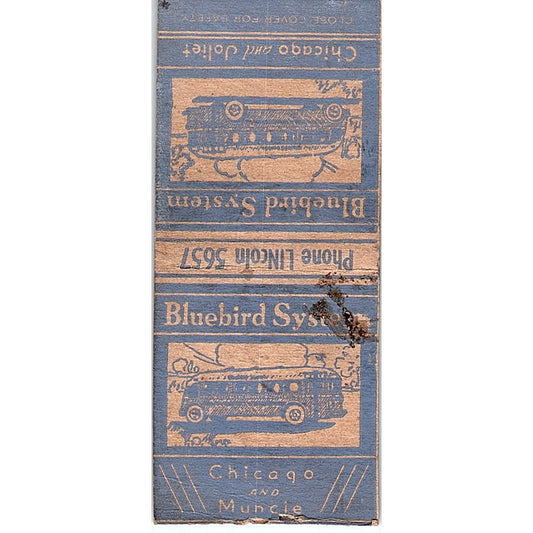 Bluebird Bus Systems Chicago Joliet Muncie Vintage Matchbook Cover SC7-Y7
