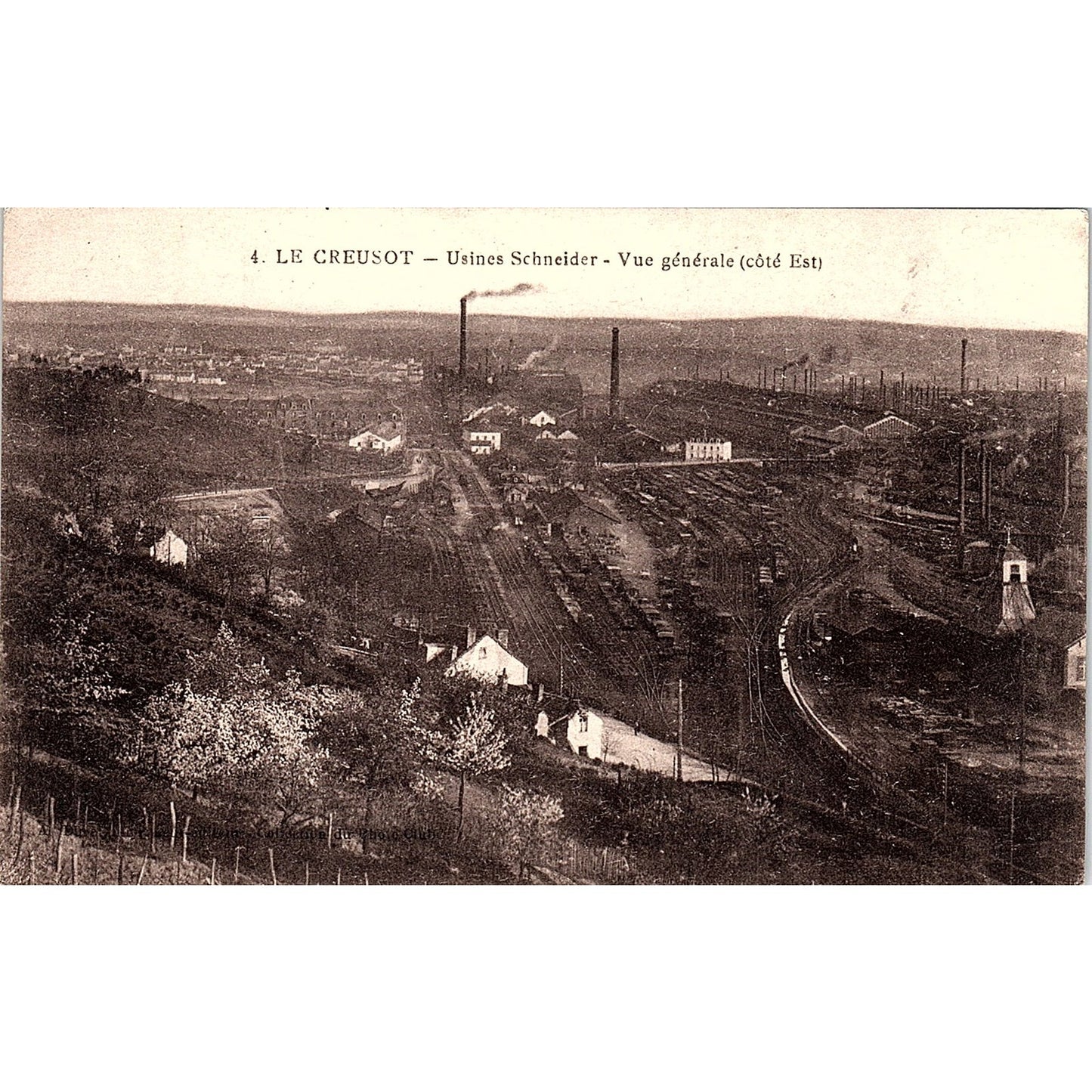 Le Creusot Usines Schneider Vue Generale Cote Est French Antique Postcard PE10