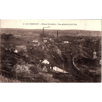 Le Creusot Usines Schneider Vue Generale Cote Est French Antique Postcard PE10