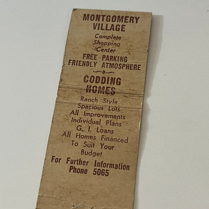 Montgomery Village Santa Rosa CA Godding Homes Vintage Matchbook TB6-MB2-6