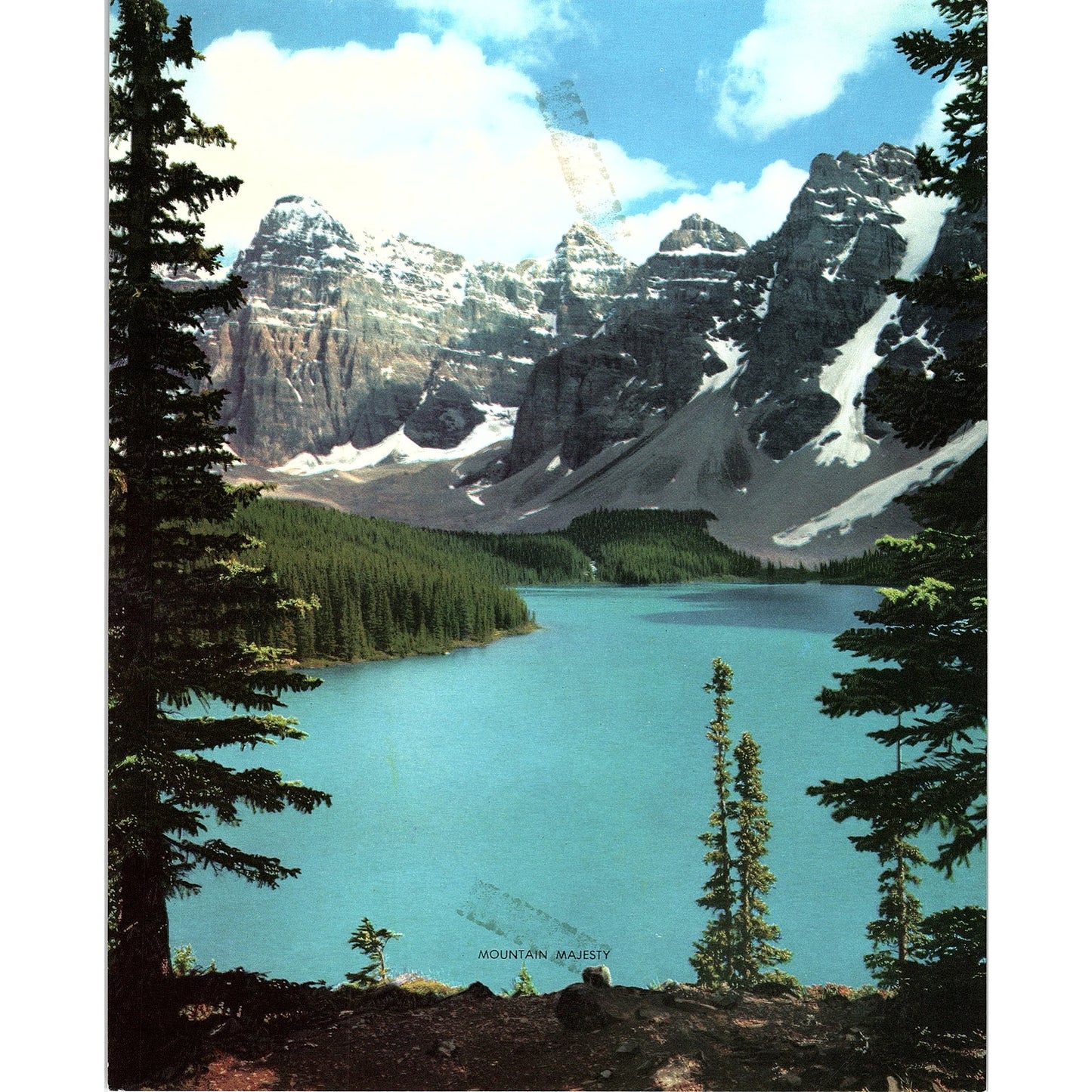 Retro Kitsch Lake Moraine Canadian Rocky Mountain Scene Vtg Art Print 8x10 V6