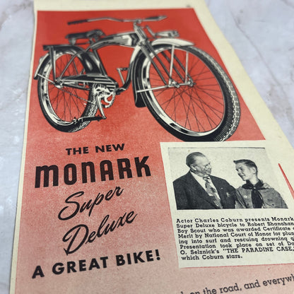 Monark Super Deluxe Bicycle Charles Coburn 4.5x12 Magazine Advertisement FL6-6