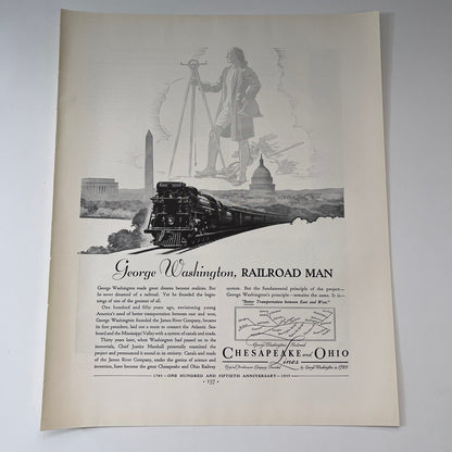 George Washington, Railroad Man Chesapeake and Ohio Lines 1935 Ad V1-4