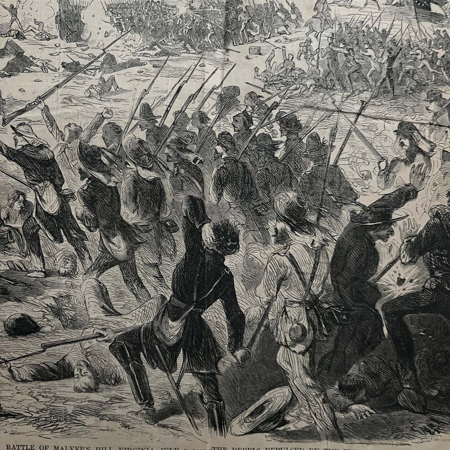 Battle of Malvern Hill July 1, 1862 Civil War Engraving C49