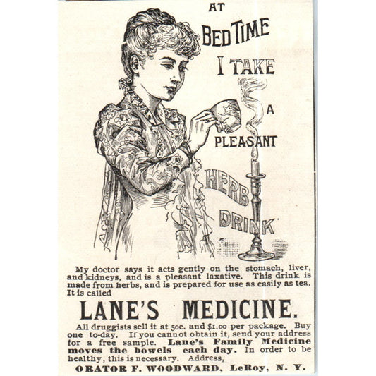 Lane's Medicine Herb Drink Orator F. Woodward LeRoy c1890 Victorian Ad AE8-CH7