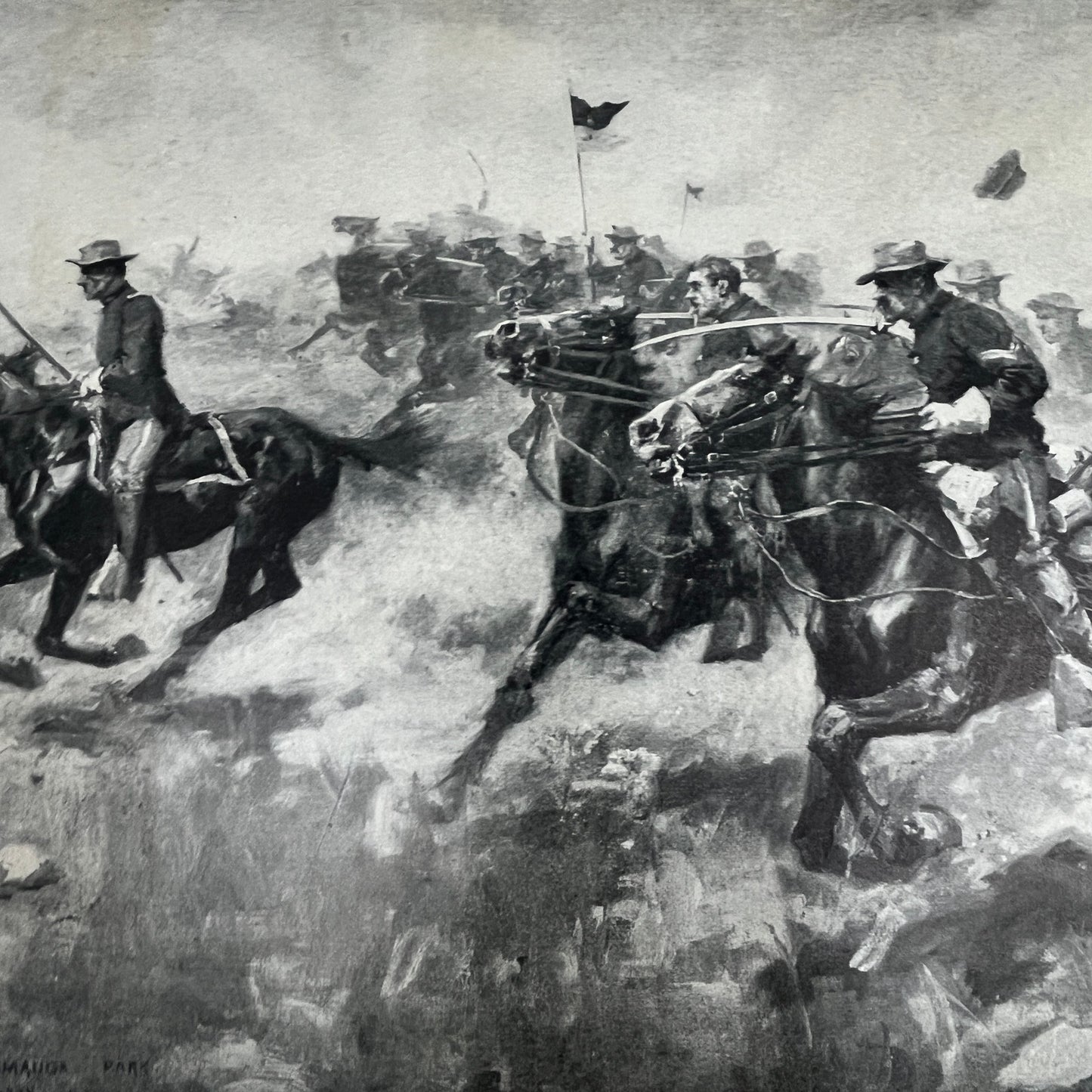 Cavalry Drill at Chickamauga Spanish American War c1905 Art Print V14-5