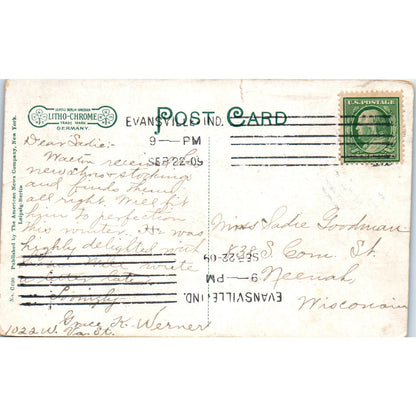 1909 Sunset Park Evansville Indiana Postcard PD3