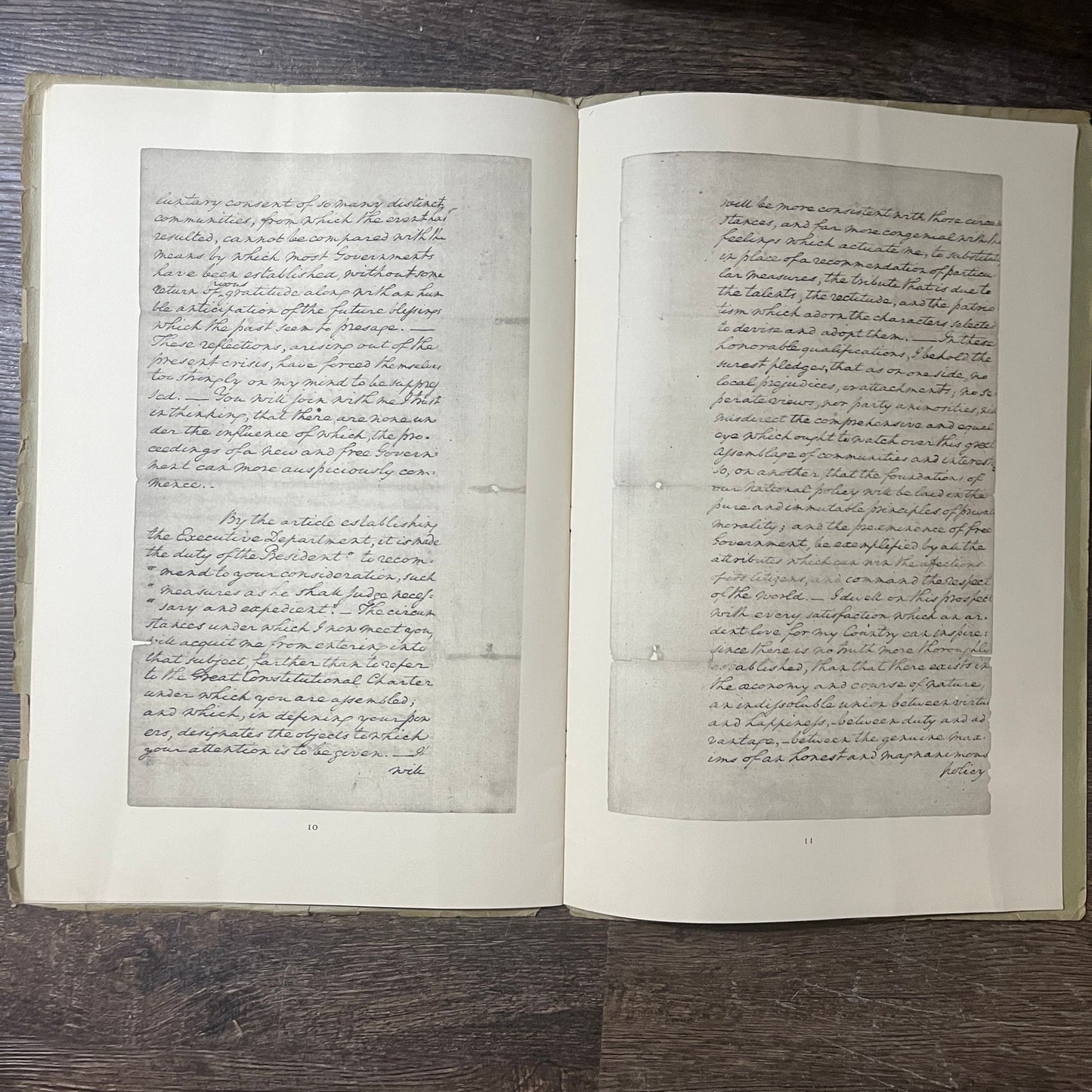 1952 Reproduction of Washington's Inaugural Address of 1789 10x16 V8