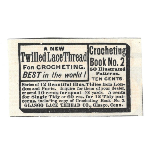 Glasgo Lace Thread Co - Glasgo CT c1890 Victorian Ad AE9-CH2