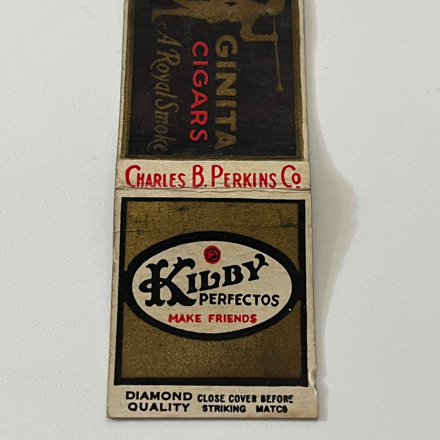 Kilby Perfecto Ginita Cigars Charles B Perkins Co Matchbook Cover TB6-MB1-13
