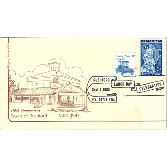 1983 Allegany Stamp Club Rushford Labor Day Celebration Postal Cover TI5-PC1
