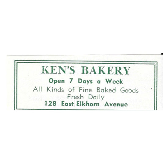 Ken's Bakery 128 East Elkhorn 1957 Estes Park CO Ad AG4-S11