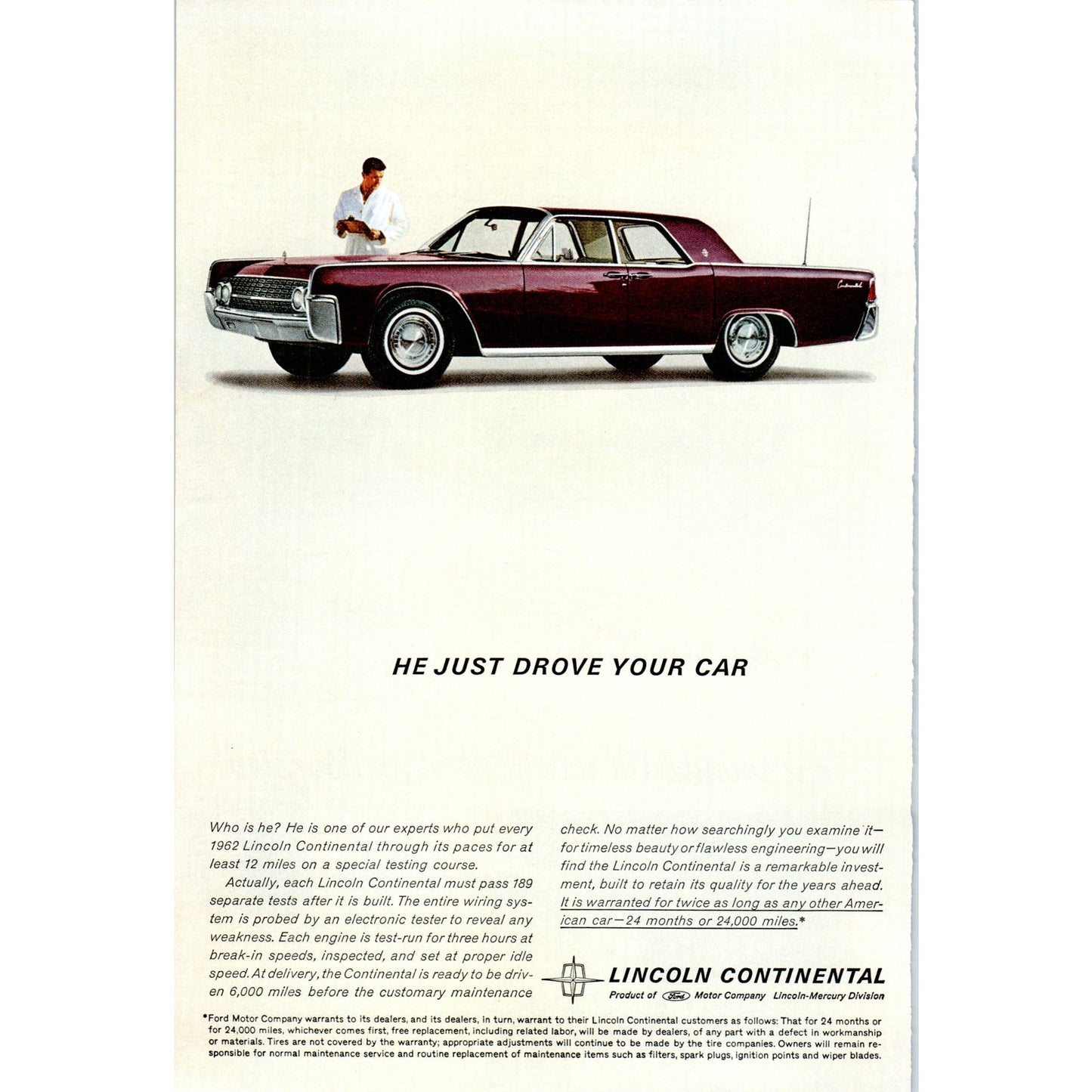 Lincoln Continental Plum Automobile Car - Vintage Magazine Ad D20