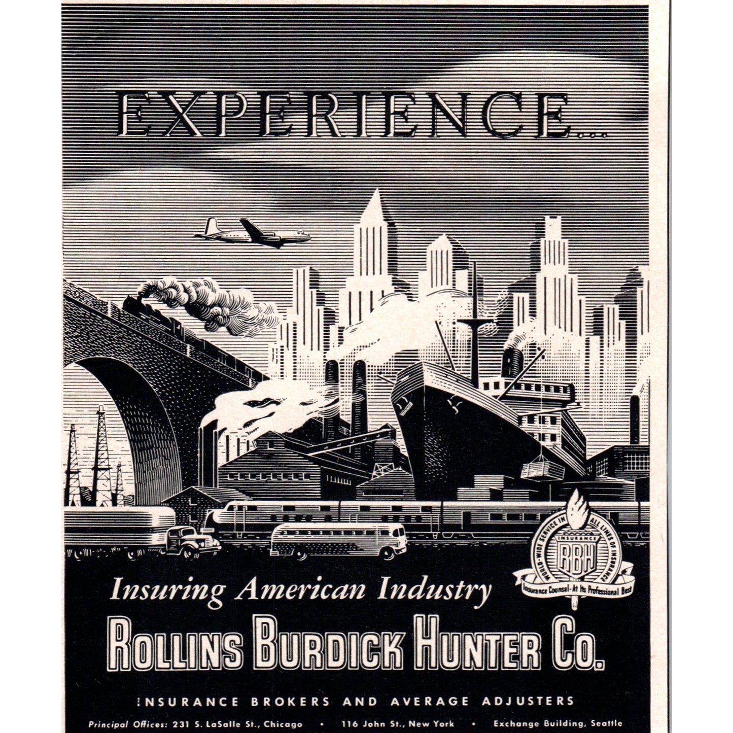 Rollins Burdick Hunter Co Ins Brokers 1951 Magazine Ad AF1-MF1