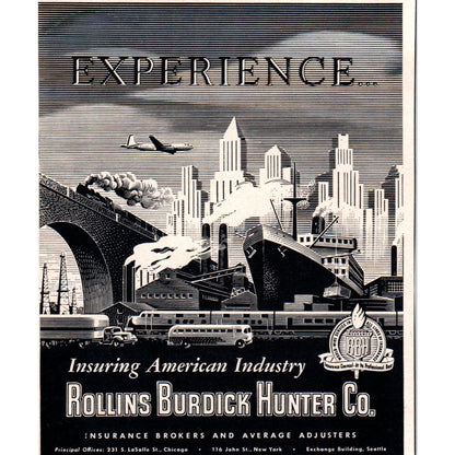 Rollins Burdick Hunter Co Ins Brokers 1951 Magazine Ad AF1-MF1