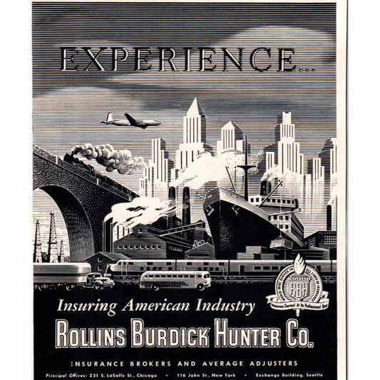 Rollins Burdick Hunter Co Ins Brokers 1951 Magazine Ad AF1-MF1