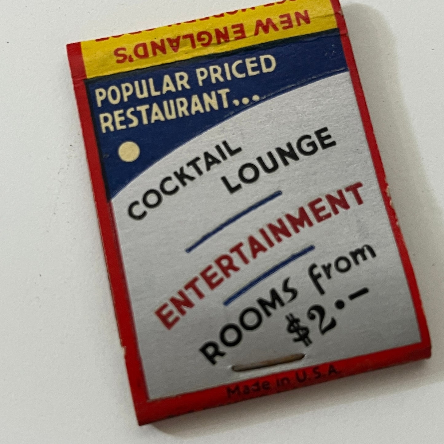 Hotel Holyoke, Holyoke MA Vintage Matchbook Cover TB6-MB1-1