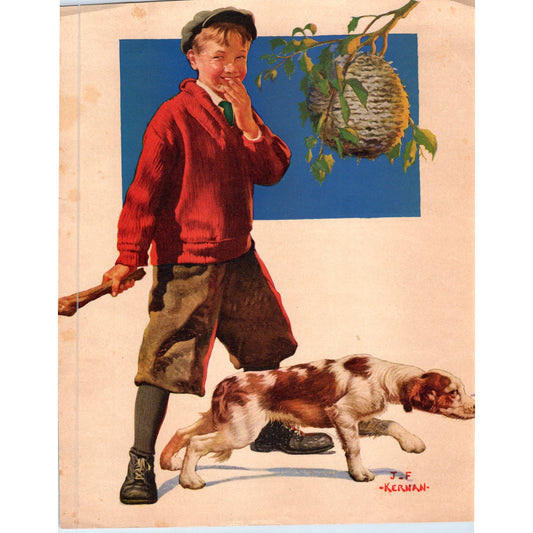1935 Capper's Farmer Boy with Hornet Nest Magazine Cover JF Kernan 8x11" D10