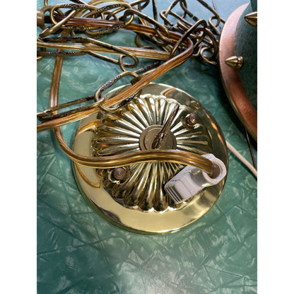 Original Frank Stone Art Hanging Light Fixture Copper Brutalist MCM Signed 21"