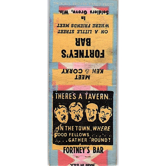 Fortney's Bar Ken & Corky Soldiers Grove WI Vintage Matchbook Cover SE5-Y1