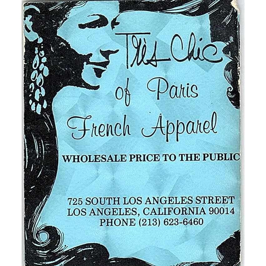 Très Chic of Paris French Apparel Los Angeles CA Vintage Business Card SE5-B5