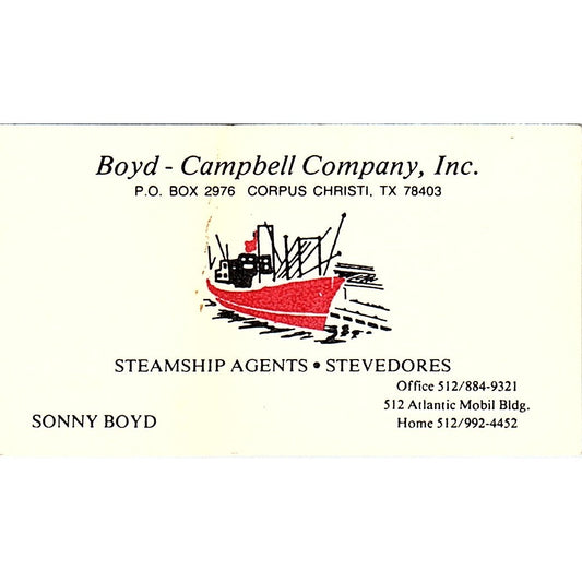 Sonny Boyd - Campbell Company Inc Corpus Christi Vintage Business Card SC9-B4