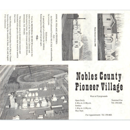 Vintage Nobles County Pioneer Village Fold Out Travel Brochure TF4-B1